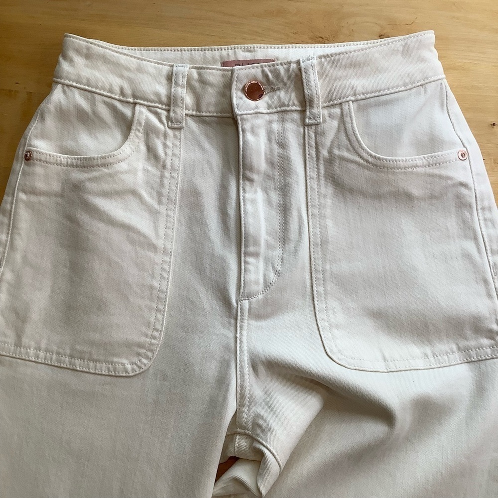 DL1961 Hepburn High Rise Wide Leg Ankle Jeans White Eggshell 25 EUC - Picture 11 of 16